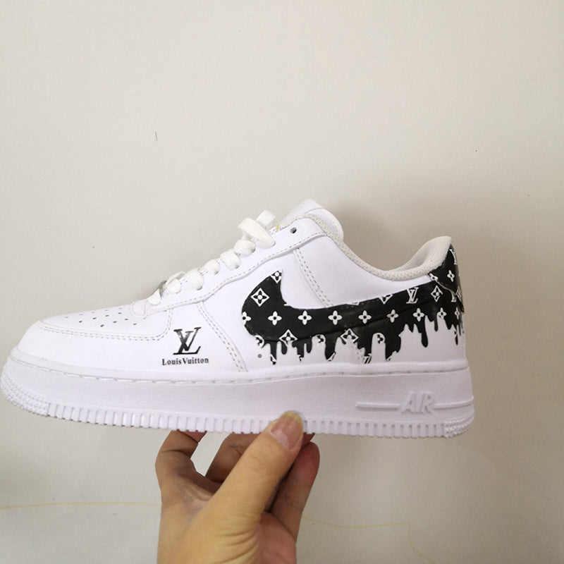 Black Supreme Louis Drip Custom Nike Air Force 1 Shoes White Low
